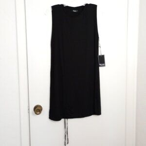 Michael Lauren Black Chad Sleeveless Drawstring Dress
